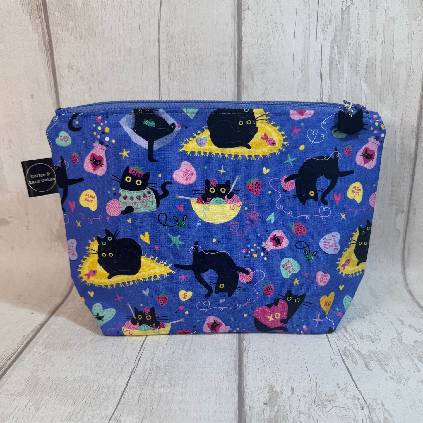 Hugs & Purrs Kitty Bag Set - Small Project Bag & Notions Pouch