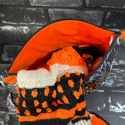 Embroidered Ghosts Zipped Project Bag - Large Size