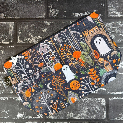 Embroidered Ghosts Zipped Project Bag - Large Size