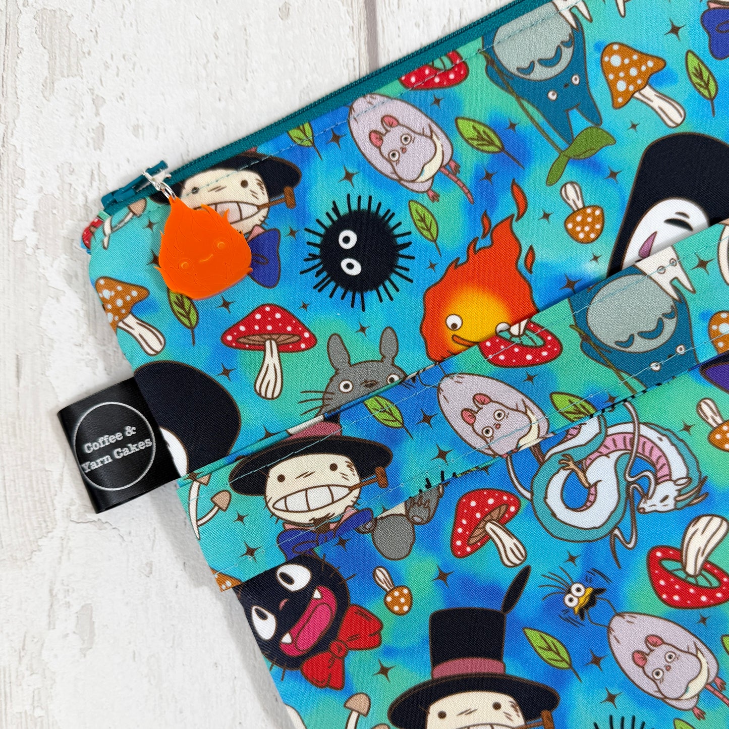 Ghibli Shrooms Zipped Project Bag - Large Size