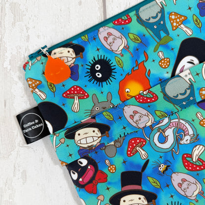 Ghibli Shrooms Zipped Project Bag - Large Size