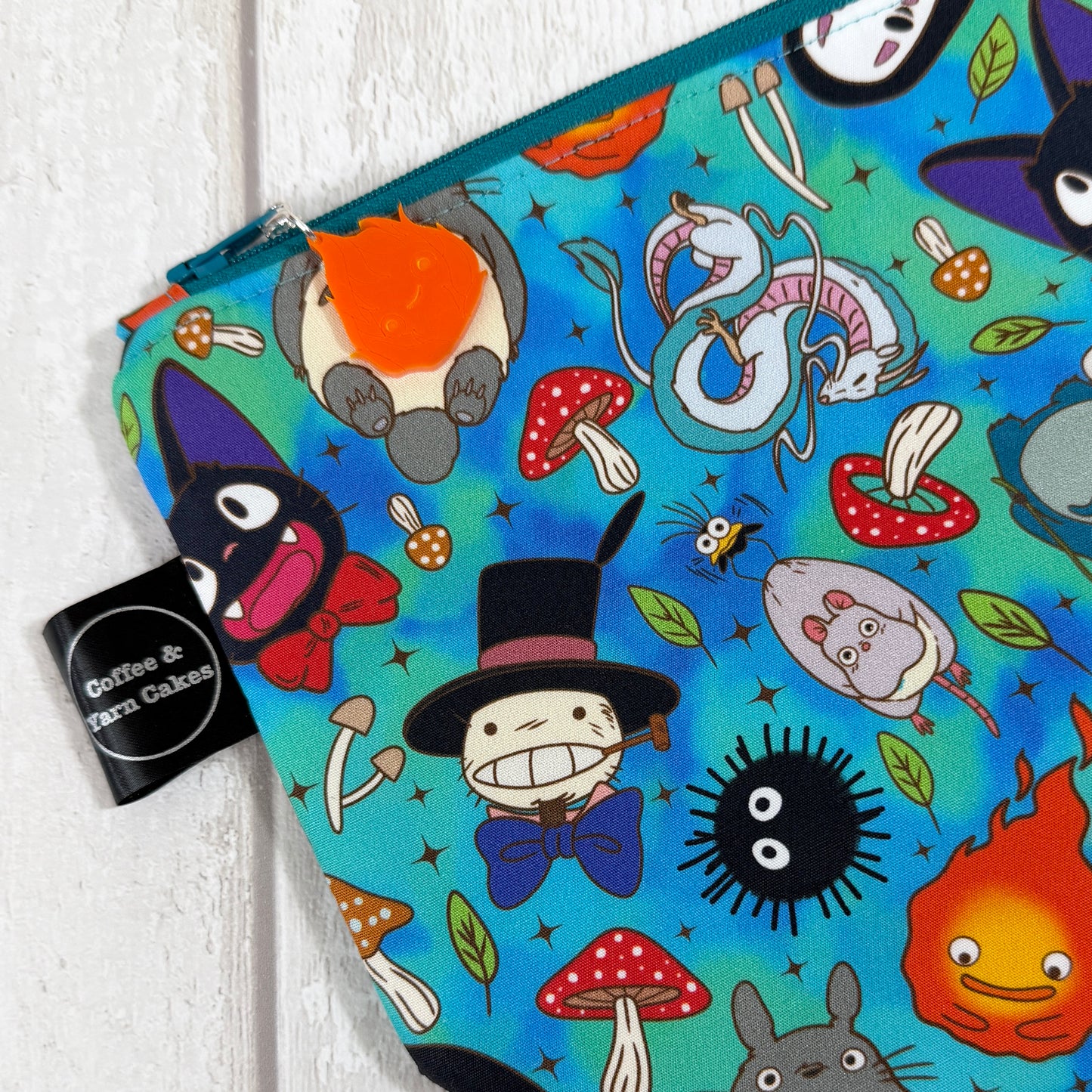 Ghibli Shrooms Zipped Project Bag - Small/Sock Size