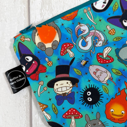 Ghibli Shrooms Zipped Project Bag - Small/Sock Size