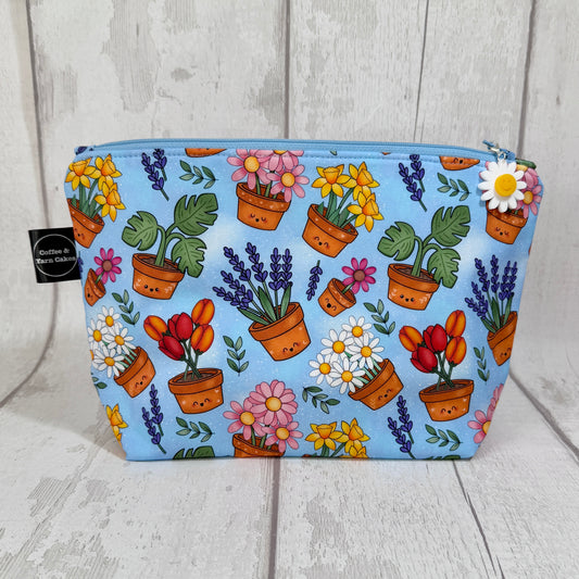 Happy Plants Zipped Project Bag - Small/Sock Size