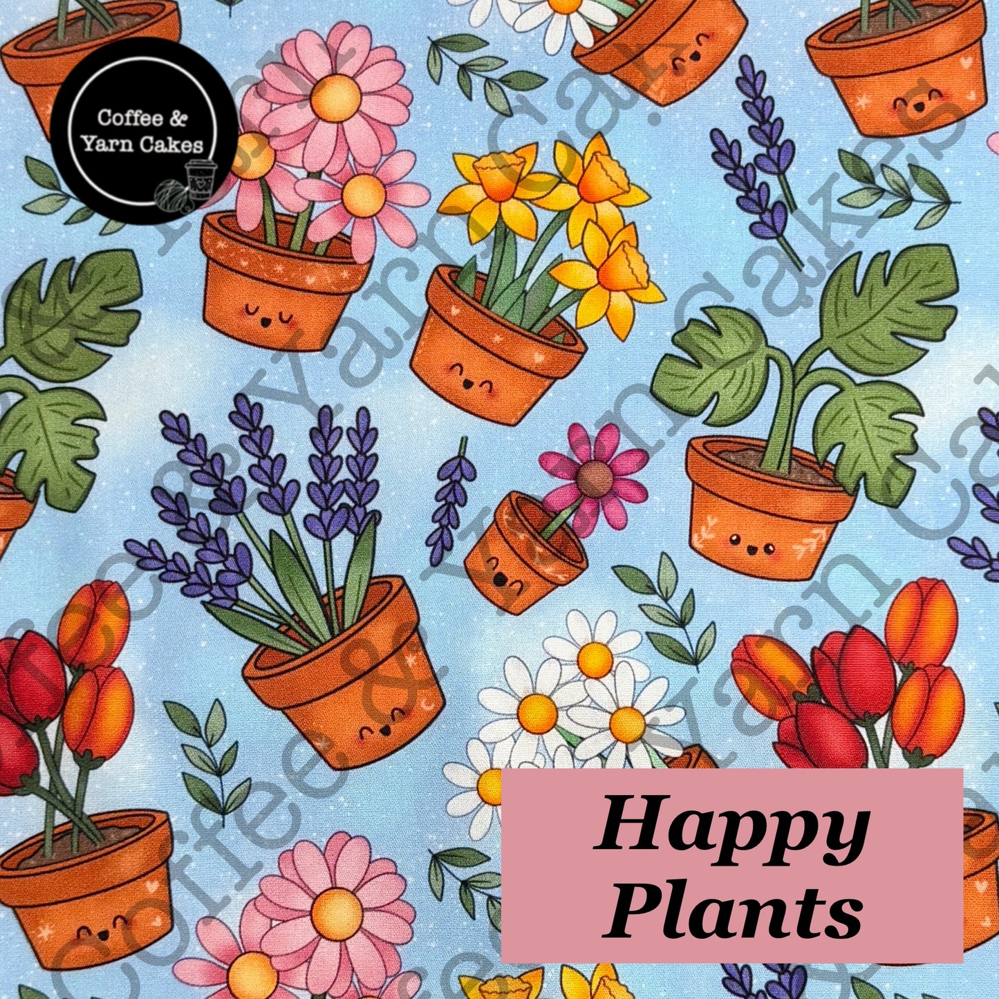 Happy Plants Zipped Fabric Pyramid Notions Pouch
