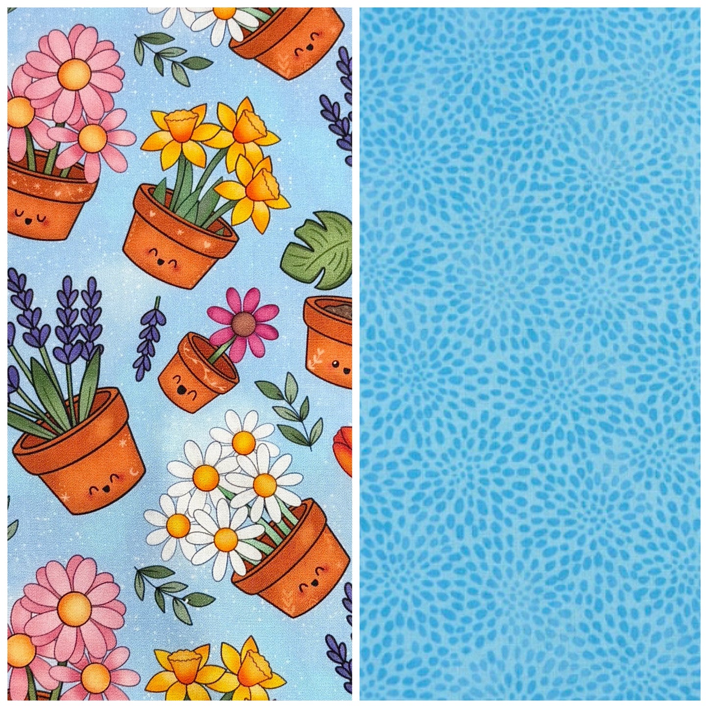 Happy Plants Zipped Fabric Pyramid Notions Pouch