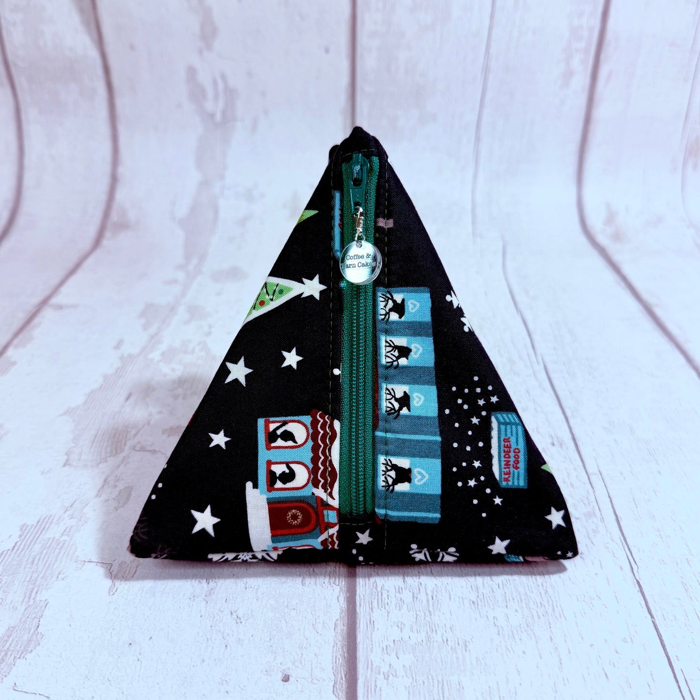 Christmas Time Zipped Fabric Pyramid Notions Pouch