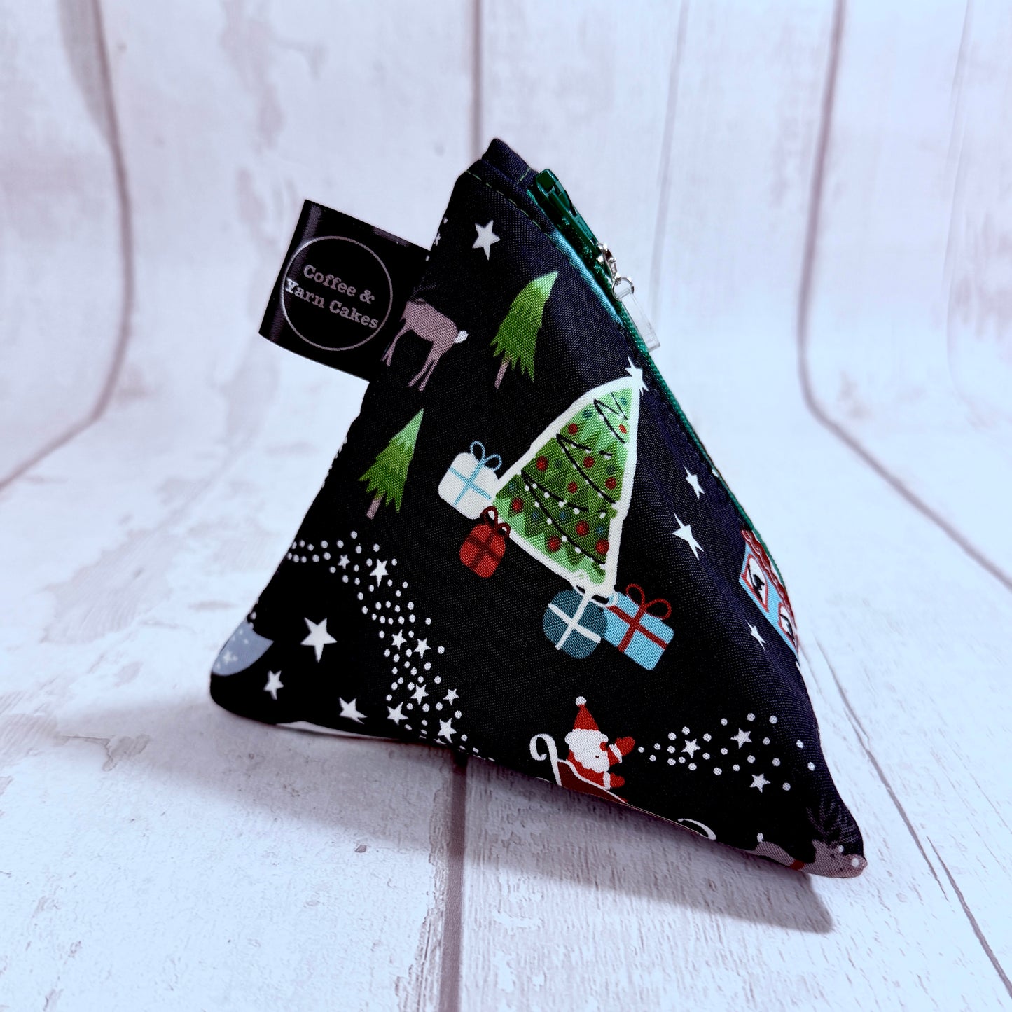 Christmas Time Zipped Fabric Pyramid Notions Pouch
