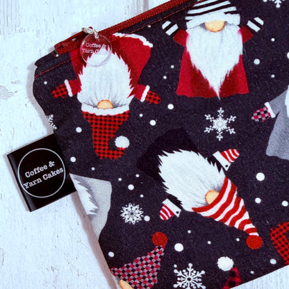 Snowflake Gnomes Zipped Notions Hook DPN Pouch/Case