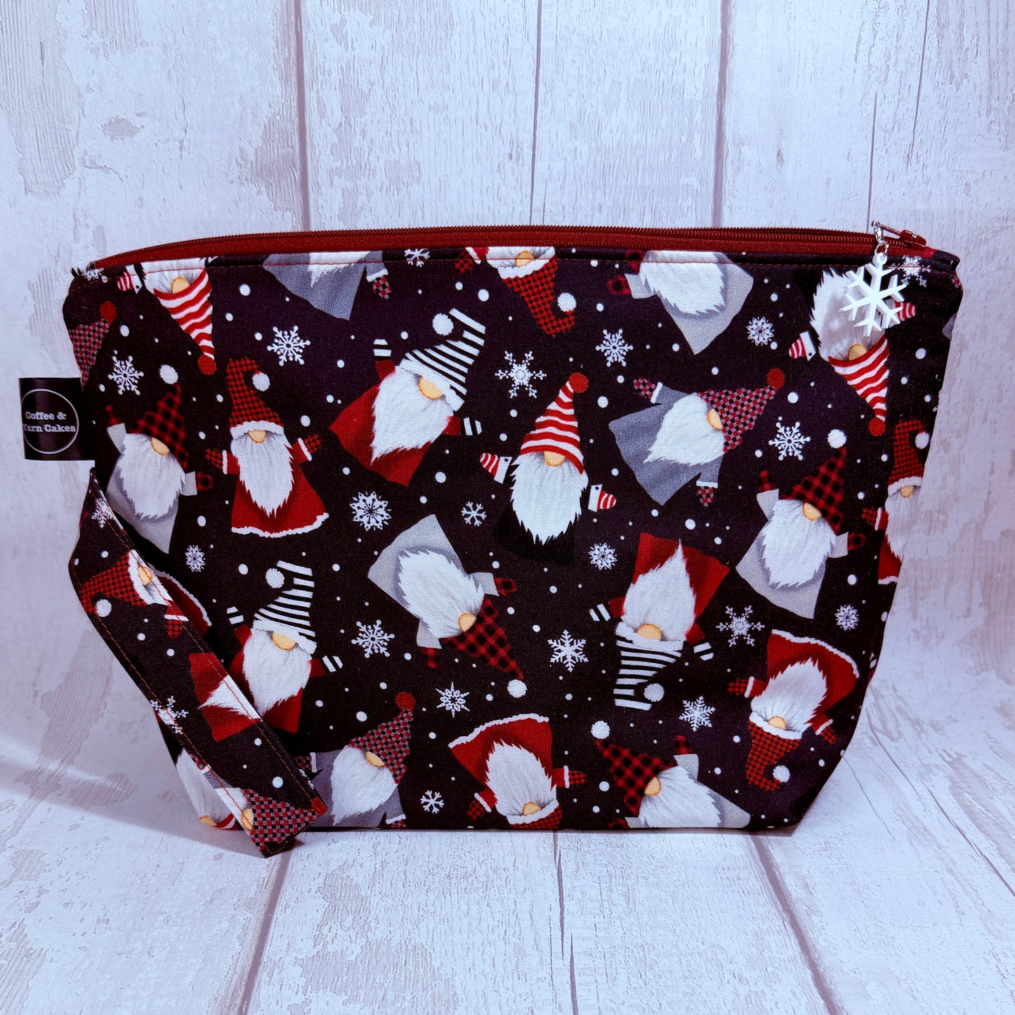 Snowflake Gnomes Zipped Project Bag - Large Size
