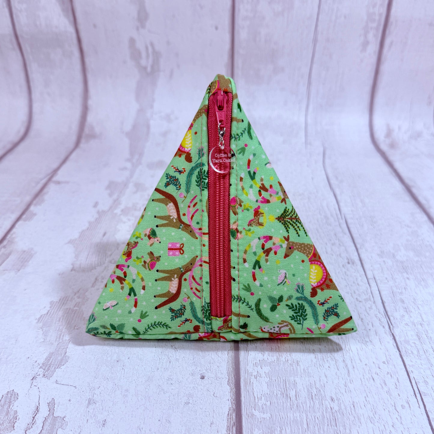 Oh Deer, it's Christmas Zipped Fabric Pyramid Notions Pouch