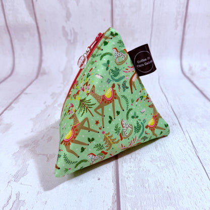 Oh Deer, it's Christmas Zipped Fabric Pyramid Notions Pouch
