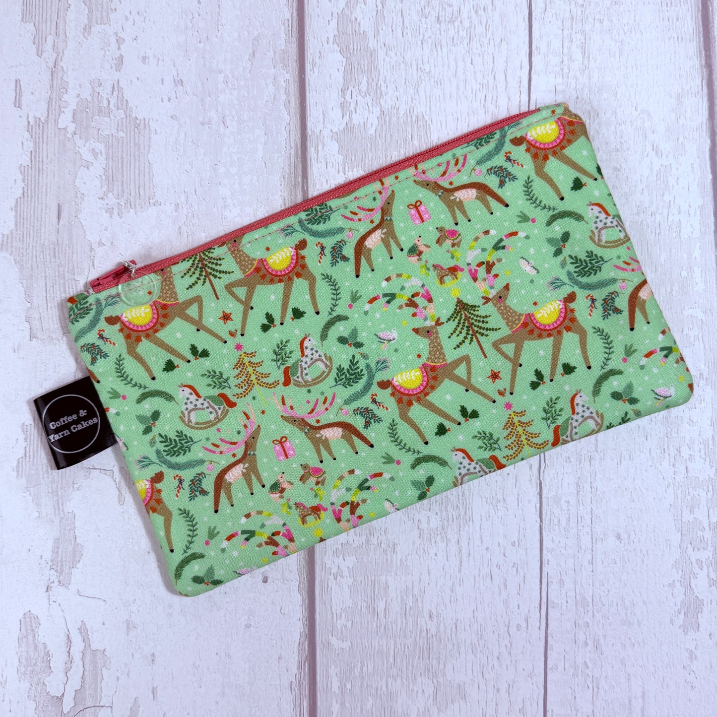 Oh Deer, it's Christmas Zipped Notions Hook DPN Pouch/Case