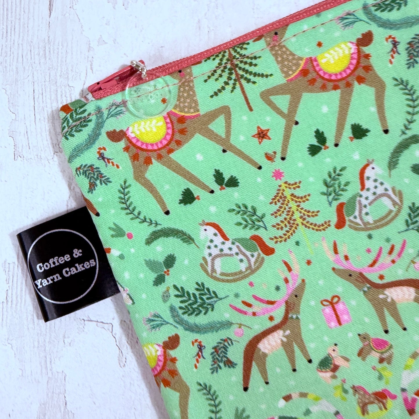 Oh Deer, it's Christmas Zipped Notions Hook DPN Pouch/Case