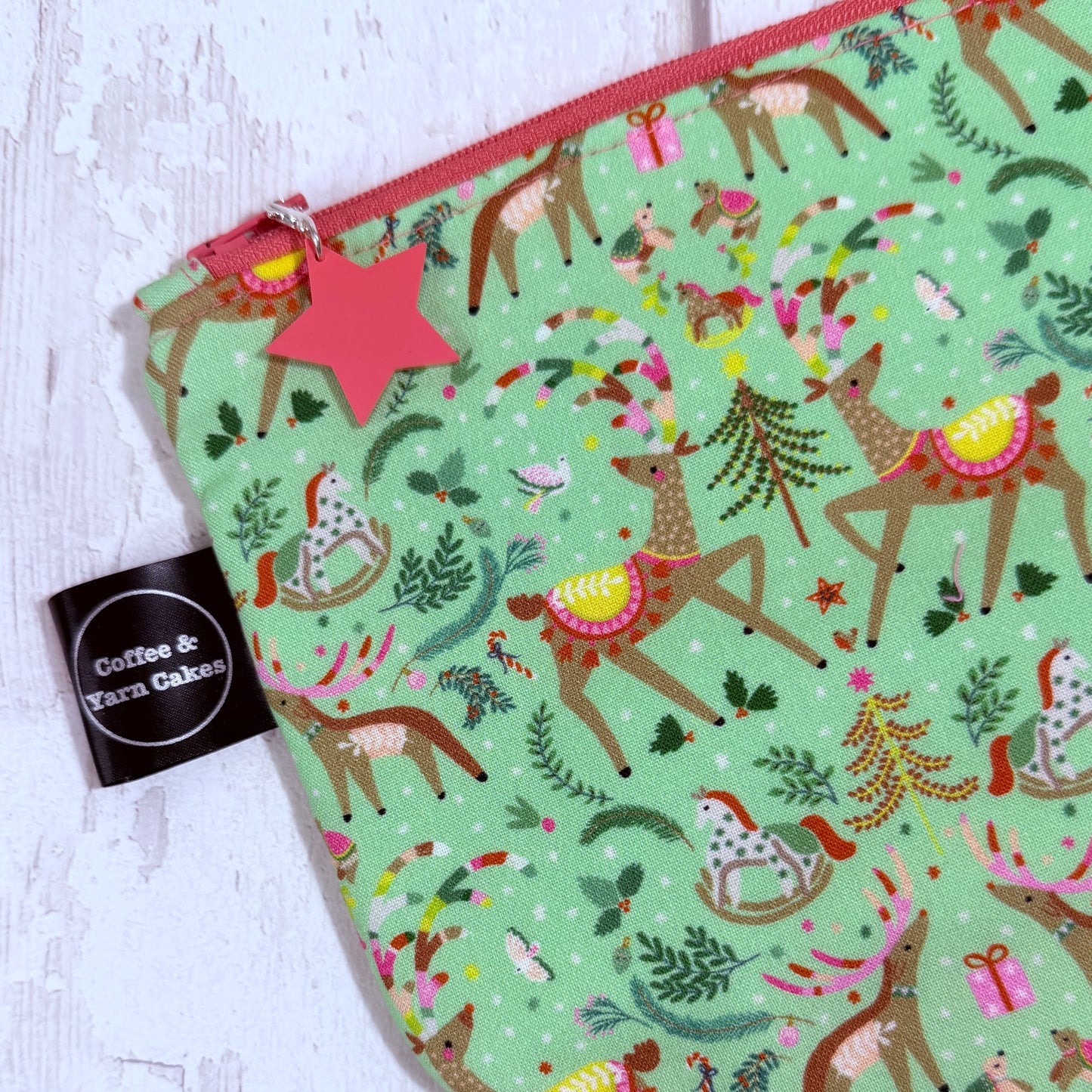Oh Deer, it's Christmas Zipped Project Bag - Small/Sock Size