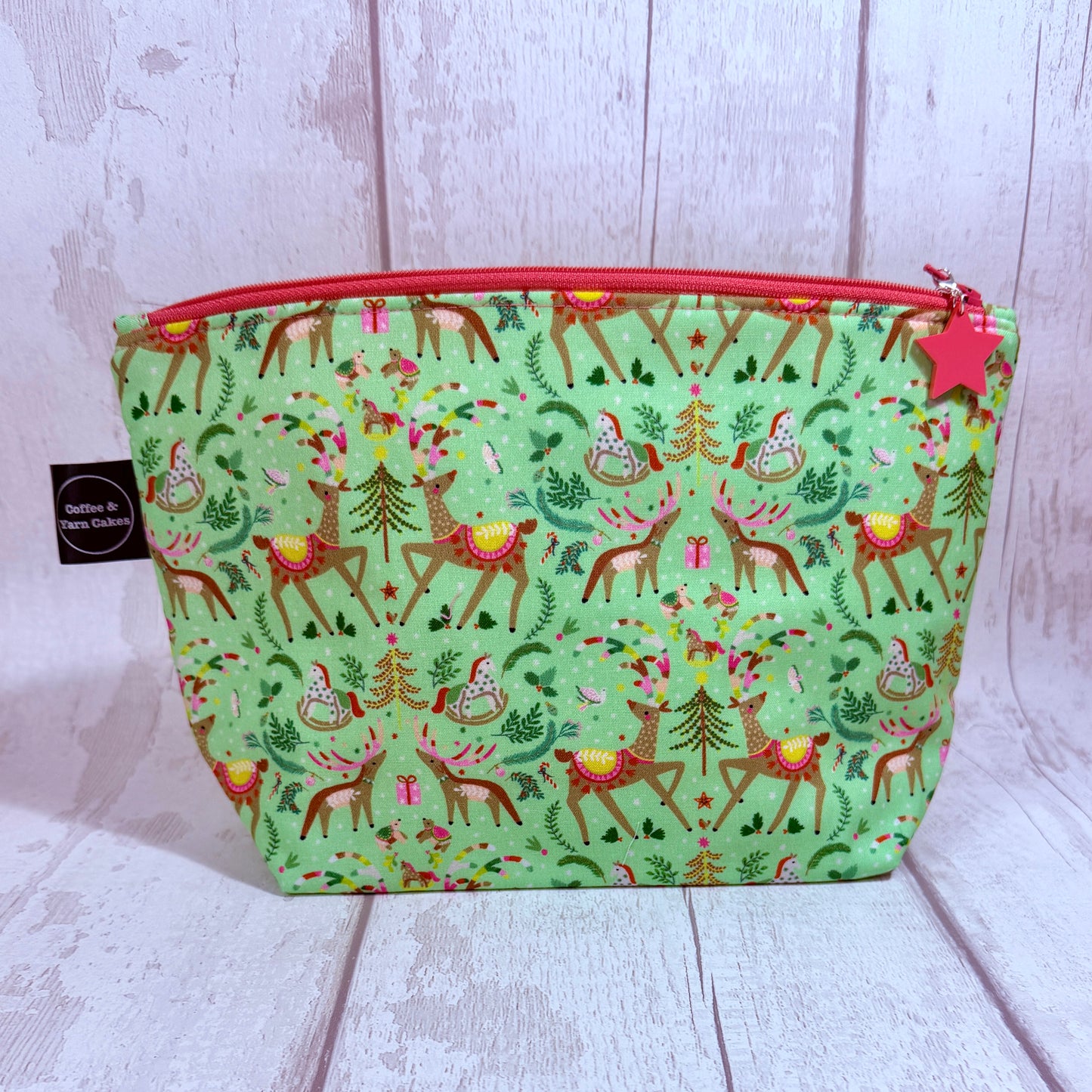 Oh Deer, it's Christmas Zipped Project Bag - Small/Sock Size