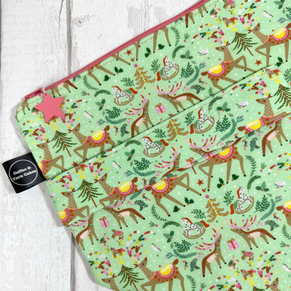 Oh Deer, it's Christmas Zipped Project Bag - Extra Large Size