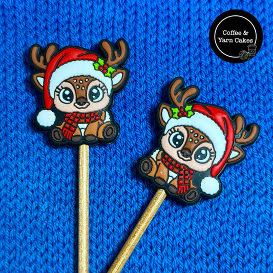 Festive Fawn Deer Stitch Stoppers 1 Pair