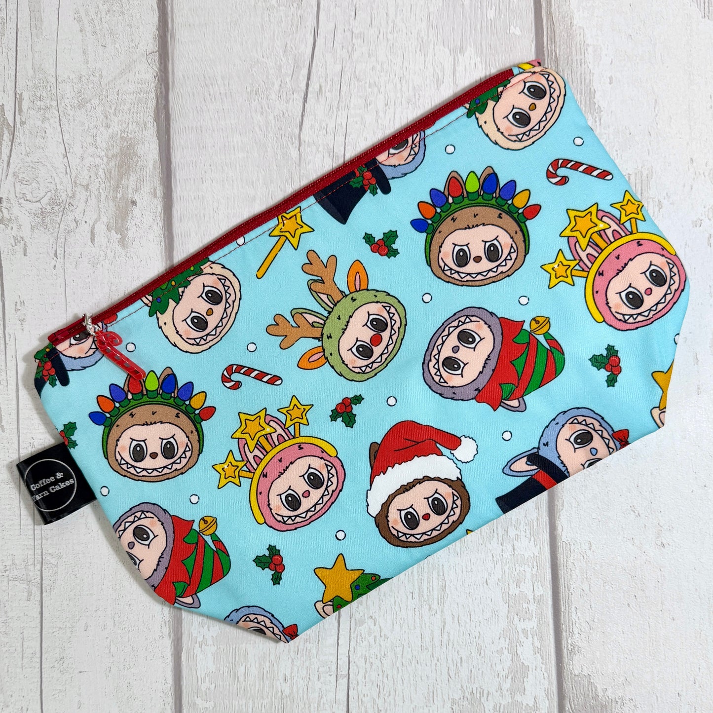 Festive Labubu Zipped Project Bag - Small/Sock Size