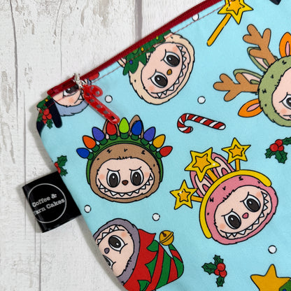 Festive Labubu Zipped Project Bag - Small/Sock Size