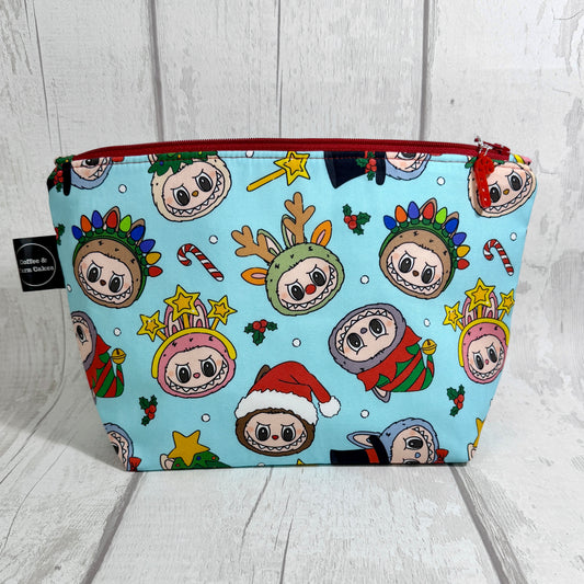 Festive Labubu Zipped Project Bag - Small/Sock Size