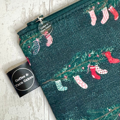 Deck The Halls Christmas Stockings Zipped Notions Hook DPN Pouch/Case