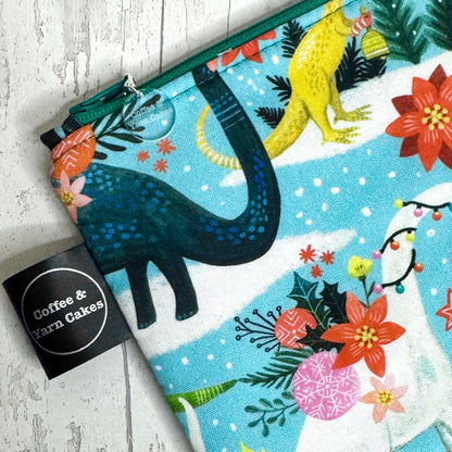 Rawring Holidays Christmas Dinosaurs Zipped Notions Hook DPN Pouch/Case