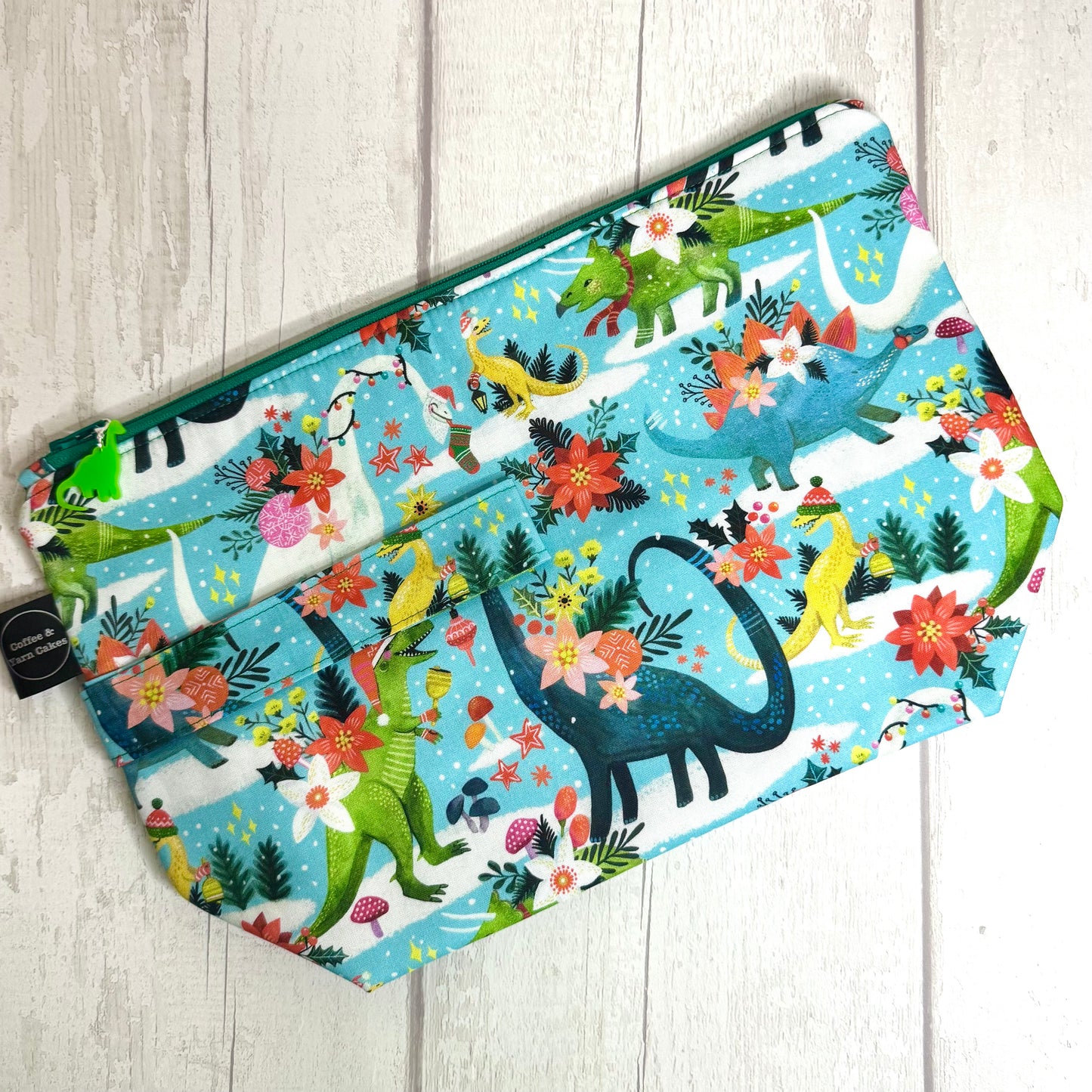 Rawring Holidays Christmas Dinosaurs Zipped Project Bag - Large Size