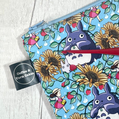 Sunflower Totoro Zipped Notions Hook DPN Pouch/Case