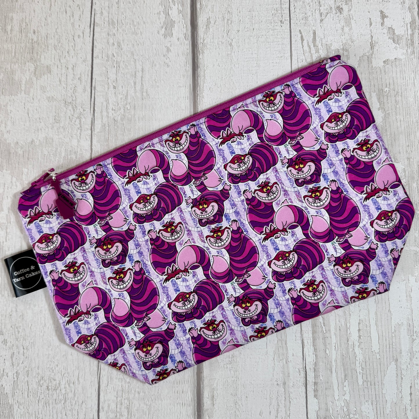 Cheshire Cat Wonderland Zipped Project Bag - Small/Sock Size