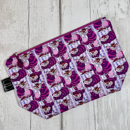 Cheshire Cat Wonderland Zipped Project Bag - Small/Sock Size