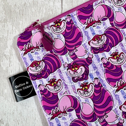 Cheshire Cat Wonderland Zipped Project Bag - Small/Sock Size