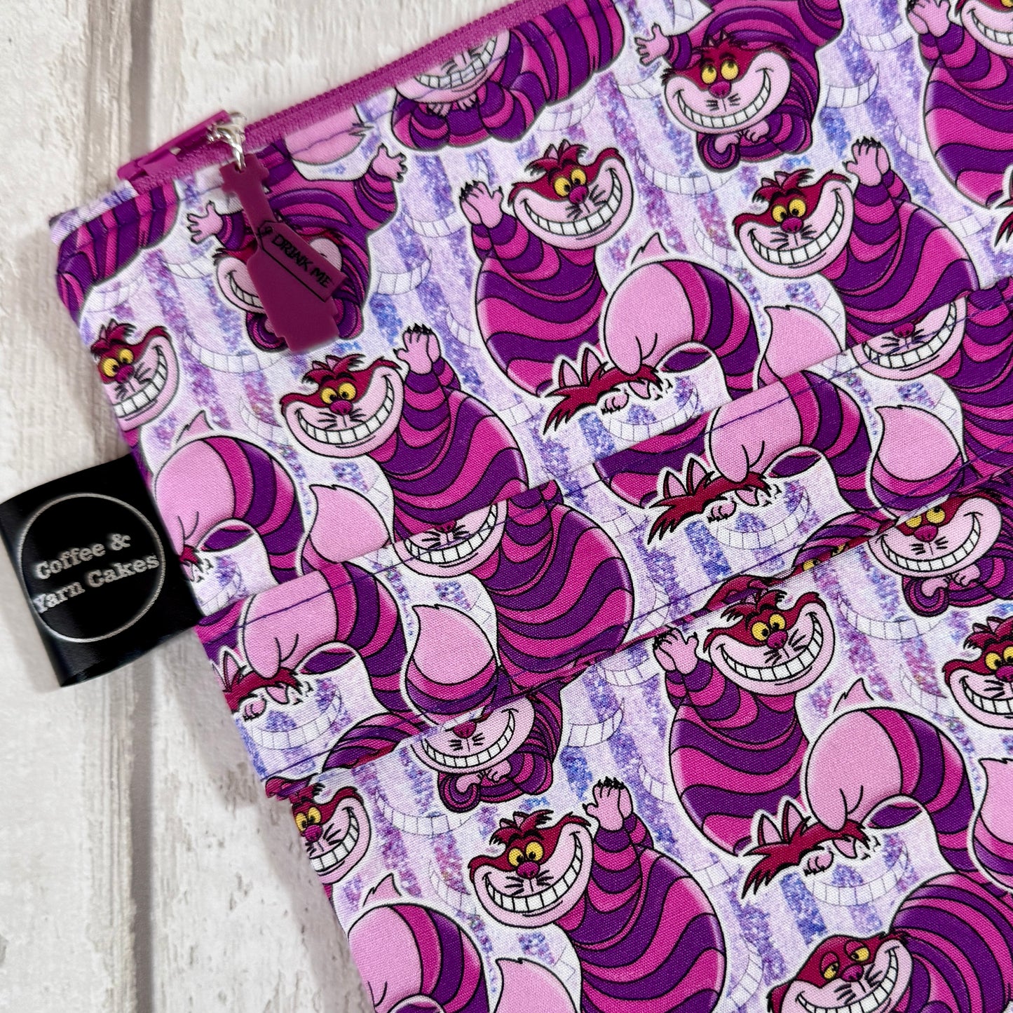 Chesire Cat Wonderland Zipped Project Bag - Large Size