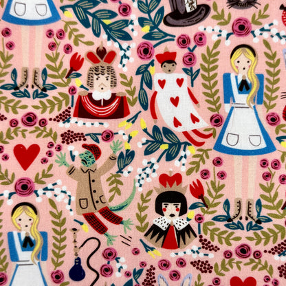 Pink Alice In Wonderland Zipped Project Bag - Small/Sock Size