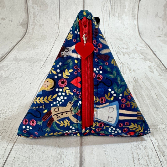 Alice in Wonderland Zipped Fabric Pyramid Notions Pouch