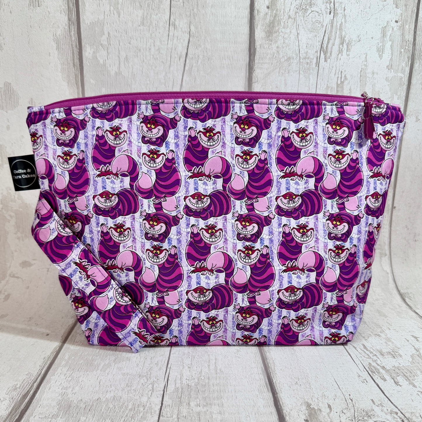 Chesire Cat Wonderland Zipped Project Bag - Large Size