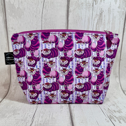 Cheshire Cat Wonderland Zipped Project Bag - Small/Sock Size