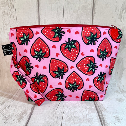 Strawberry Love Zipped Project Bag - Large Size