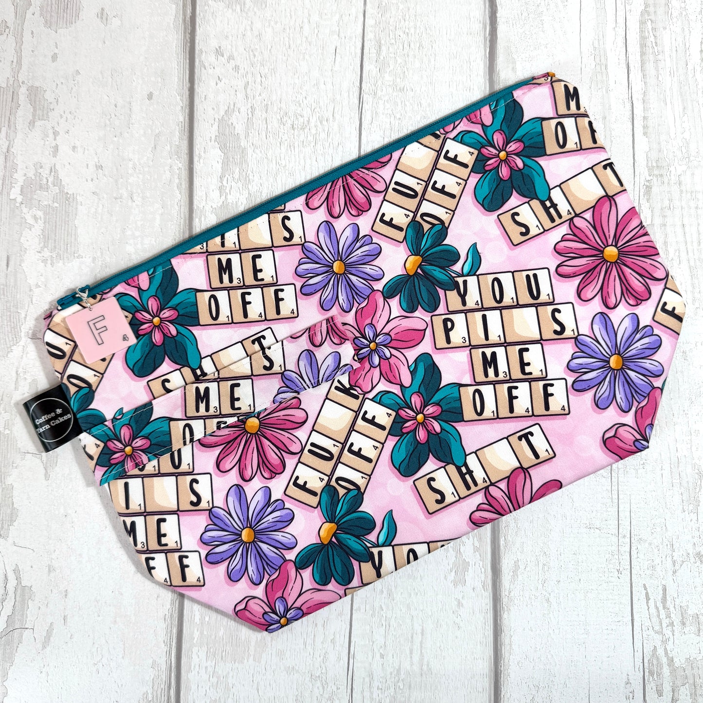 Sweary Scrabble Zipped Project Bag - Large Size