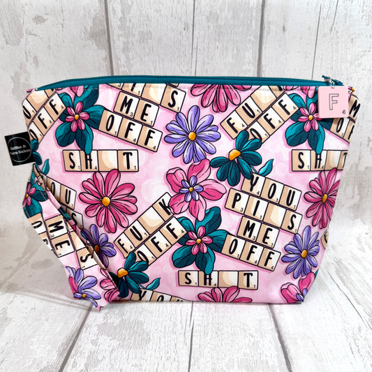 Sweary Scrabble Zipped Project Bag - Large Size