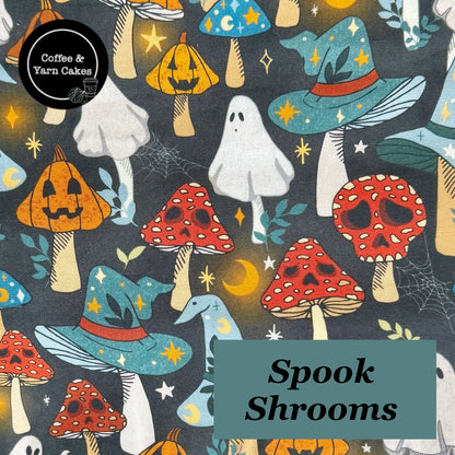 Spook Shrooms Zipped Project Bag - Large Size
