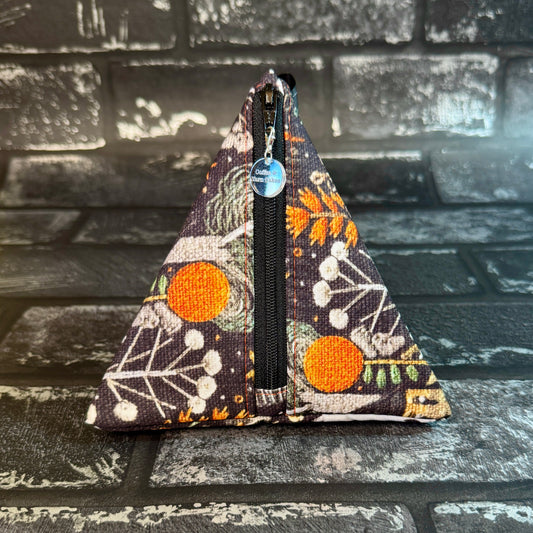 Embroidered Ghost Zipped Fabric Pyramid Notions Pouch