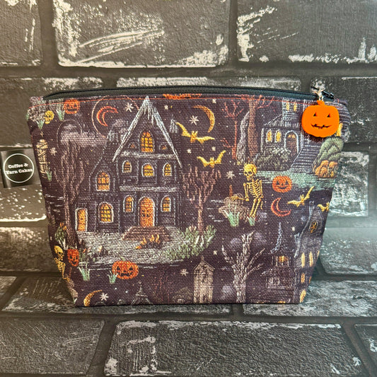 Haunted House Zipped Project Bag - Small/Sock Size