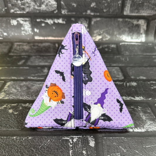 Gnome-ster Mash Halloween Gnomes Zipped Fabric Pyramid Notions Pouch