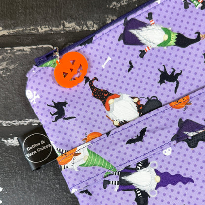 Gnome-ster Mash Halloween Gnomes Zipped Project Bag - Large Size