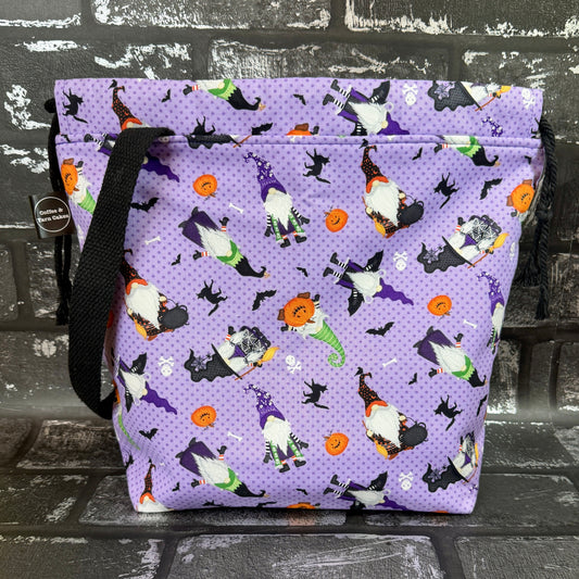 Gnome-ster Mash Halloween Gnomes Drawstring Project Bag - Large/Extra Large