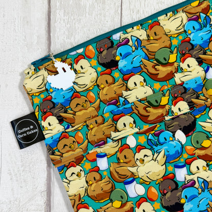 Stardew Birdies Zipped Project Bag - Large Size
