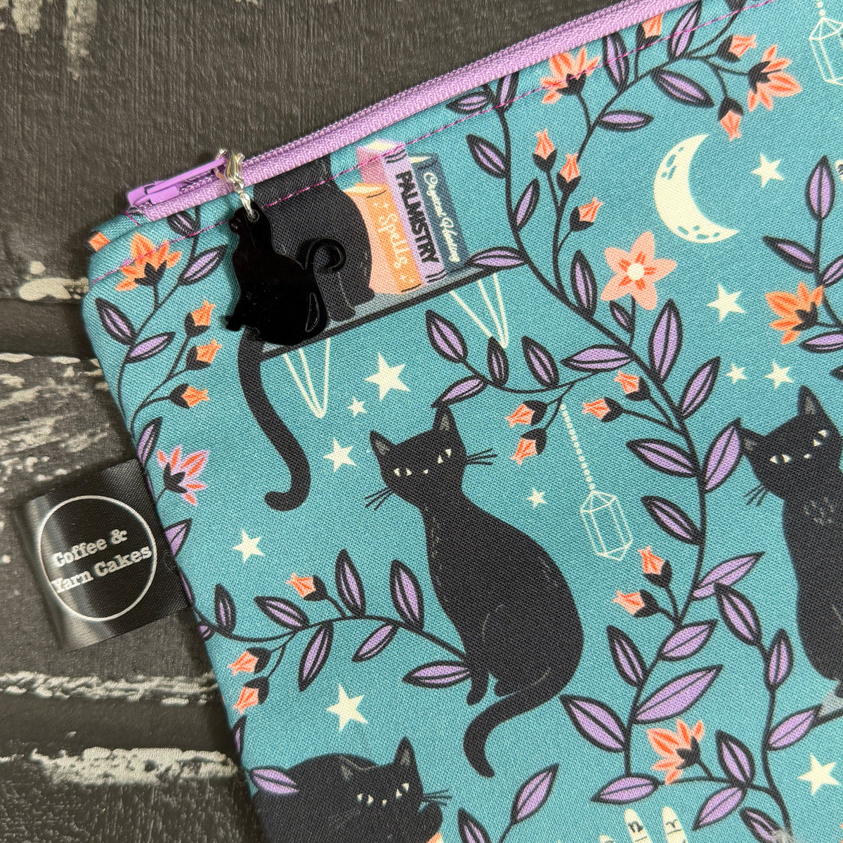Spellbound Cats Zipped Project Bag - Small/Sock Size