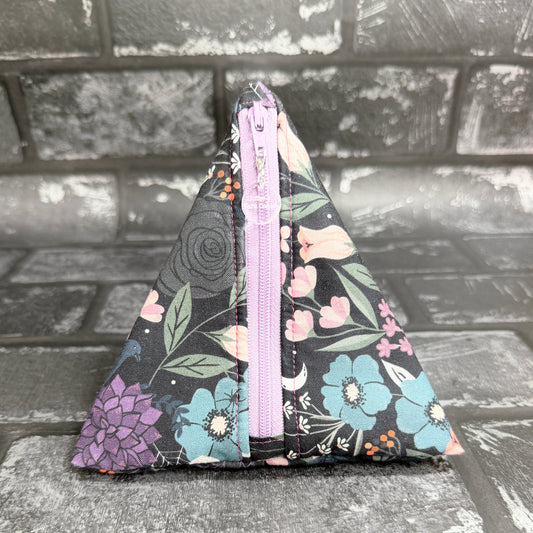 Spellbound Floral Zipped Fabric Pyramid Notions Pouch