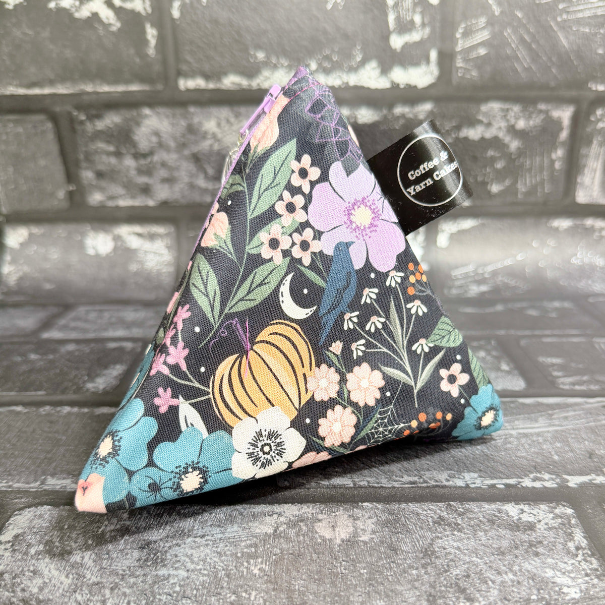 Spellbound Floral Zipped Fabric Pyramid Notions Pouch